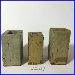 Ian Auld 3 X Slab Built Studio Pottery Vases Label Dated 1957 Signed Very Rare