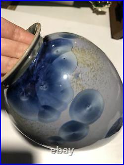 JOHN MANKAMEYER Manka Blue Crystalline Glaze Studio Pottery Vase 1988