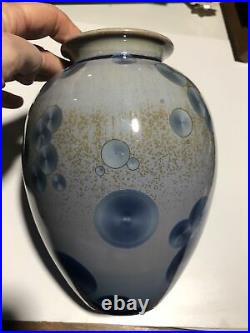 JOHN MANKAMEYER Manka Blue Crystalline Glaze Studio Pottery Vase 1988