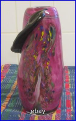 J. SANTOS Studio Handblown Multicoloured Vase With Serpent Applied, 1 Off J. SANTOS Studio Handblown Multicoloured Vase With Serpent Applied, 1 Off