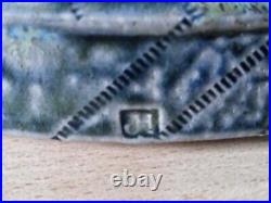 Jane Hamlyn MBE Pottery Blue, Green Lustre 34cm Rare JH stamped c1989 salt glaze