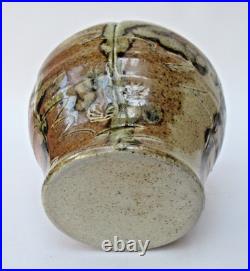 Jane Hamlyn MBE, vintage British studio pottery salt glazed jar and cover, c1979