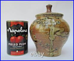 Jane Hamlyn MBE, vintage British studio pottery salt glazed jar and cover, c1979