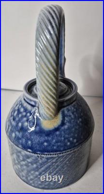 Jane Hamlyn Studio Pottery Teapot Salt Glazed Incised Signed Stoneware 18cmH