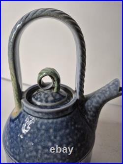 Jane Hamlyn Studio Pottery Teapot Salt Glazed Incised Signed Stoneware 18cmH