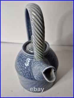 Jane Hamlyn Studio Pottery Teapot Salt Glazed Incised Signed Stoneware 18cmH