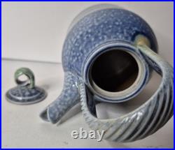 Jane Hamlyn Studio Pottery Teapot Salt Glazed Incised Signed Stoneware 18cmH