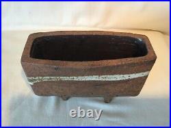 Janet Leach St Ives Pottery Stoneware Slab Built Rectangular Vase on 2 Bar Feet