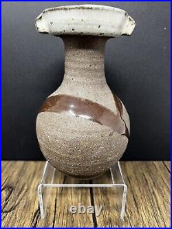 Janet Leach lugged stoneware vase for Leach pottery