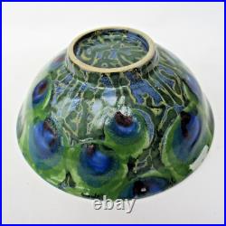 Janice Tchalenko, Dartington Pottery, studio pottery Peacock large bowl, c1990 Janice Tchalenko, Dartington Pottery, studio pottery Peacock large bowl, c1990