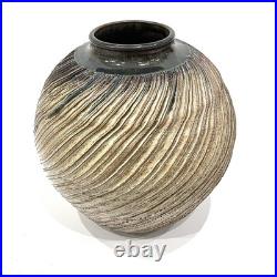 Japanese Shigaraki Ware Vase Hanaire Kaki Signed Studio Pottery with Tomobako