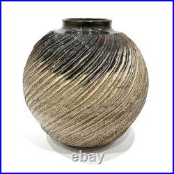 Japanese Shigaraki Ware Vase Hanaire Kaki Signed Studio Pottery with Tomobako