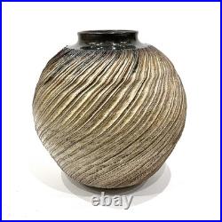 Japanese Shigaraki Ware Vase Hanaire Kaki Signed Studio Pottery with Tomobako