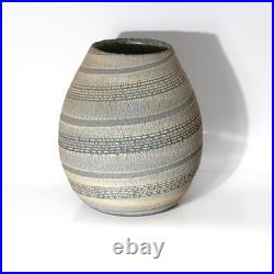 Japanese Studio Pottery Vase Sen no Tsubo Signed Sato Miki Aizu Ceramic withBox