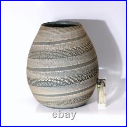 Japanese Studio Pottery Vase Sen no Tsubo Signed Sato Miki Aizu Ceramic withBox