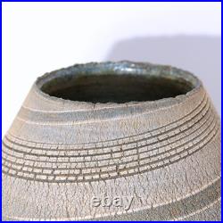 Japanese Studio Pottery Vase Sen no Tsubo Signed Sato Miki Aizu Ceramic withBox