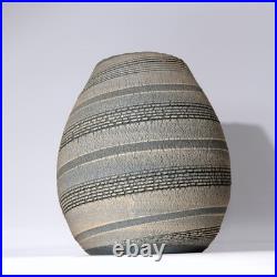 Japanese Studio Pottery Vase Sen no Tsubo Signed Sato Miki Aizu Ceramic withBox