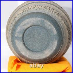 Japanese Studio Pottery Vase Sen no Tsubo Signed Sato Miki Aizu Ceramic withBox