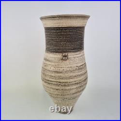 Jason Wason Studio Pottery Vase Ovoid Form Incised Bands & 2 Lugs 34cm Jason Wason Studio Pottery Vase Ovoid Form Incised Bands & 2 Lugs 34cm