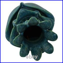 Jemerick Pottery Mottled Blue Green Three Tiered Folded Leaf Floor Vase