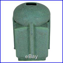 Jemerick Pottery Mottled Matte Green Buttressed Architectural Vase 151P