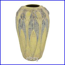Jemerick Studio Pottery Arts And Crafts Yellow Blue Hand Crafted Large Vase