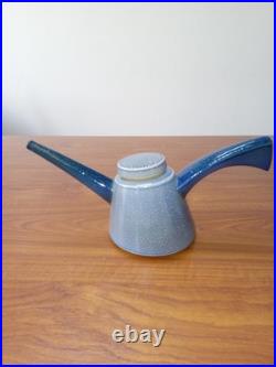 Jeremy Nichols, studio pottery salt glazed teapot. Impressed mark