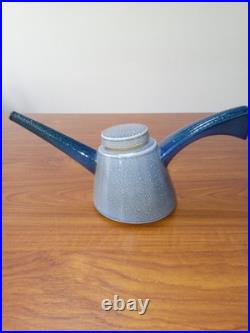 Jeremy Nichols, studio pottery salt glazed teapot. Impressed mark