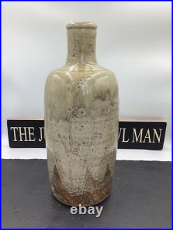 Jim Malone Stoneware Green Ash And Iron Glazed Bottle Studio Pottery