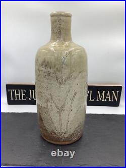 Jim Malone Stoneware Green Ash And Iron Glazed Bottle Studio Pottery