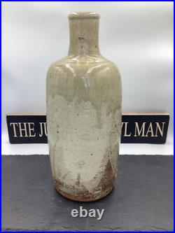 Jim Malone Stoneware Green Ash And Iron Glazed Bottle Studio Pottery