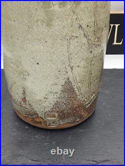 Jim Malone Stoneware Green Ash And Iron Glazed Bottle Studio Pottery