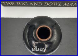 Jim Malone Stoneware Tenmoku Glaze With Decoration Footed Bottle Studio Pottery