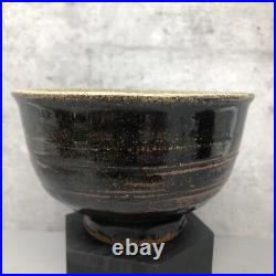 Jim Malone Stoneware bowl Tenmoku glaze Incised Decoration Diam 14cm #2464