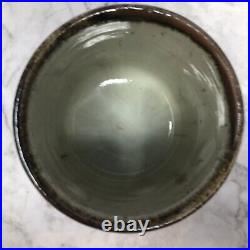 Jim Malone Stoneware yunomi -Burnby pottery Tenmoku Glaze & Impressed Decor #964