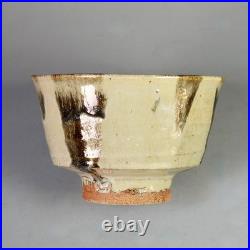 Jim Malone stoneware bowl with a green ash glaze & iron decoration 6.4 dia. VGC