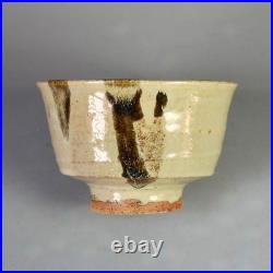 Jim Malone stoneware bowl with a green ash glaze & iron decoration 6.4 dia. VGC