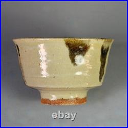 Jim Malone stoneware bowl with a green ash glaze & iron decoration 6.4 dia. VGC
