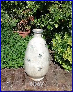 Jim Malone studio pottery Ainstable large stoneware Korean hakeme bottle vase