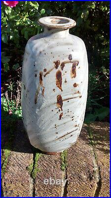 Jim Malone studio pottery large stoneware Korean hakeme bottle vase Ainstable