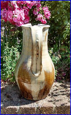 Jim Malone studio pottery stoneware large jug, Ainstable, ash and nuka glazes