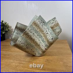 Jo Downs Artisan Fold Form Fused Glass Vase Unique Cornwall Studio Piece 25cm