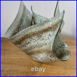 Jo Downs Artisan Fold Form Fused Glass Vase Unique Cornwall Studio Piece 25cm