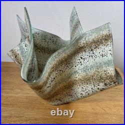 Jo Downs Artisan Fold Form Fused Glass Vase Unique Cornwall Studio Piece 25cm