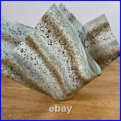 Jo Downs Artisan Fold Form Fused Glass Vase Unique Cornwall Studio Piece 25cm