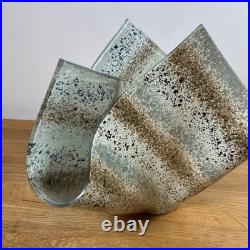 Jo Downs Artisan Fold Form Fused Glass Vase Unique Cornwall Studio Piece 25cm