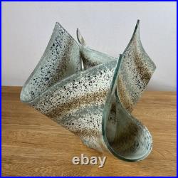 Jo Downs Artisan Fold Form Fused Glass Vase Unique Cornwall Studio Piece 25cm
