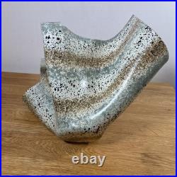 Jo Downs Artisan Fold Form Fused Glass Vase Unique Cornwall Studio Piece 25cm