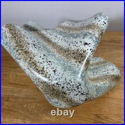 Jo Downs Artisan Fold Form Fused Glass Vase Unique Cornwall Studio Piece 25cm