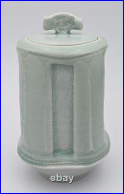 Joanna Howells Studio Pottery Celadon Covered Vase / Jar 20th Century Joanna Howells Studio Pottery Celadon Covered Vase / Jar 20th Century